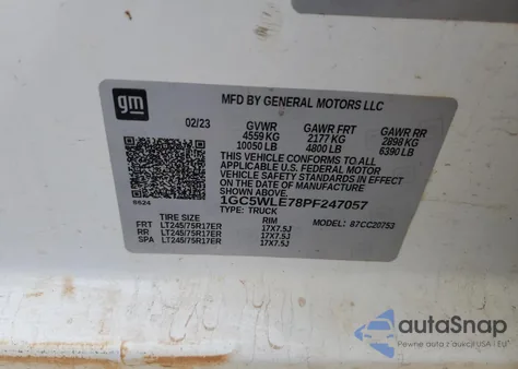 2023 Chevrolet Silverado C2500 Heavy Duty from USA, damaged, VIN 1GC5WLE78PF247057